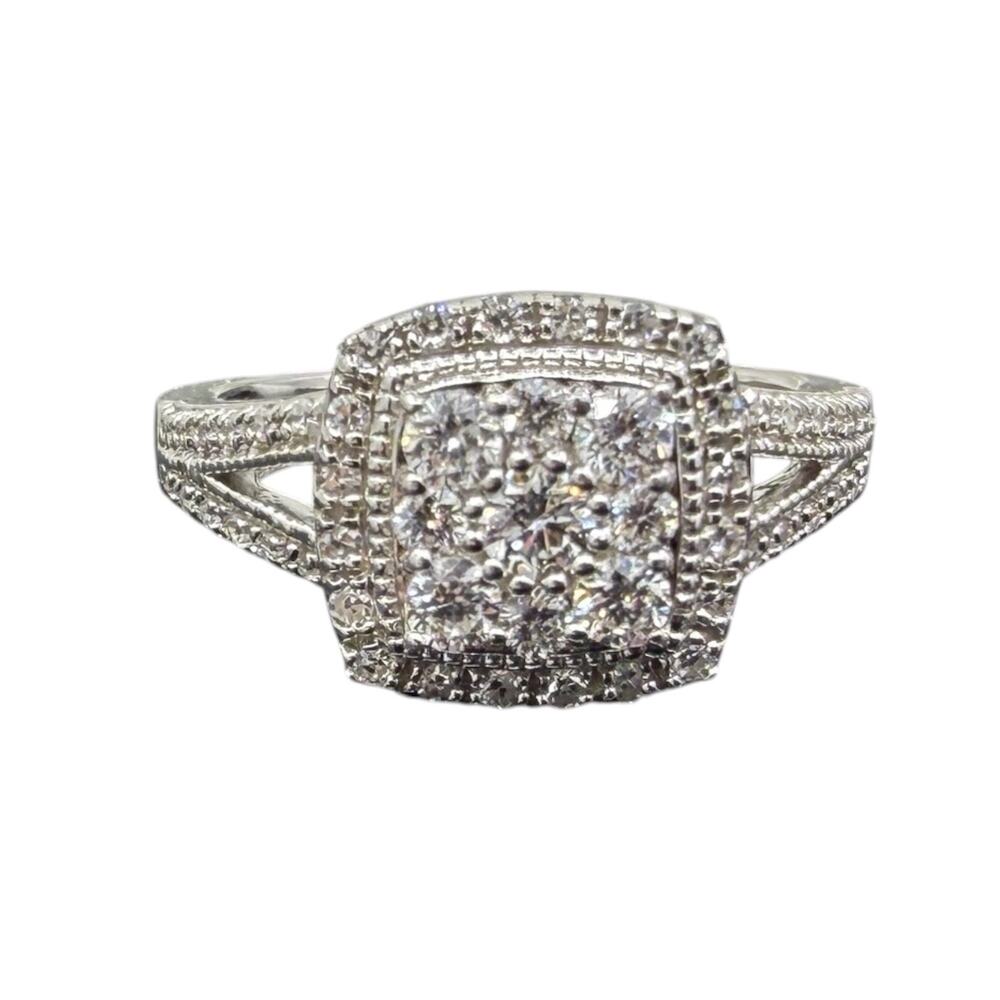 Sterling Silver 1/2ct Lab Grown Diamond Engagement Ring 925 Wedding Band